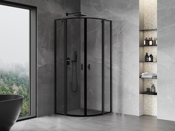 Mexen Mist semi-circular pivot shower enclosure 80 x 80 cm, black frame, black - 8A32-080-080-70-70