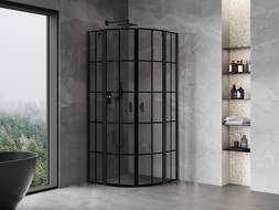 Mexen Mist semi-circular shower enclosure with hinged doors 90 x 90 cm, black grid, black - 8A32-090-090-70-77