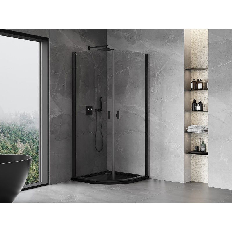 Mexen Mist semicircular shower cabin hinged 90 x 90 cm, transparent, black - 8A31-090-090-70-00