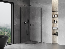 Mexen Mist semicircular shower cabin hinged 90 x 90 cm, transparent, black - 8A31-090-090-70-00