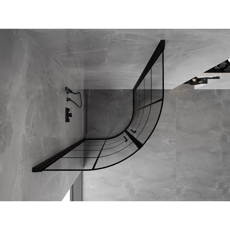 Mexen Mist semicircular hinged shower enclosure 80 x 80 cm, black grid, black - 8A31-080-080-70-77