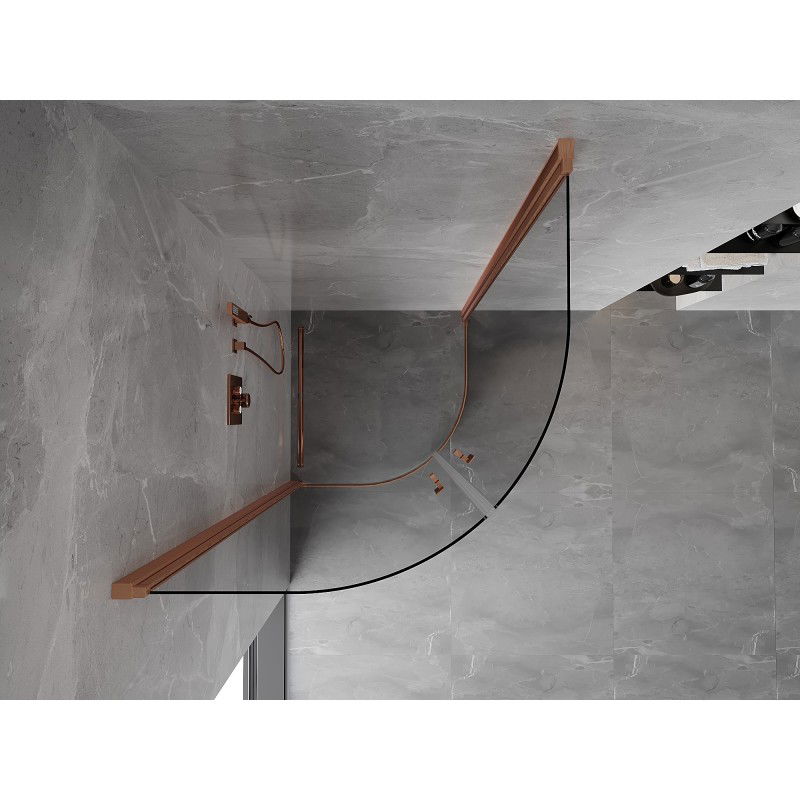 Mexen Mist semicircular pivot shower enclosure 90 x 90 cm, transparent, brushed copper - 8A31-090-090-65-00