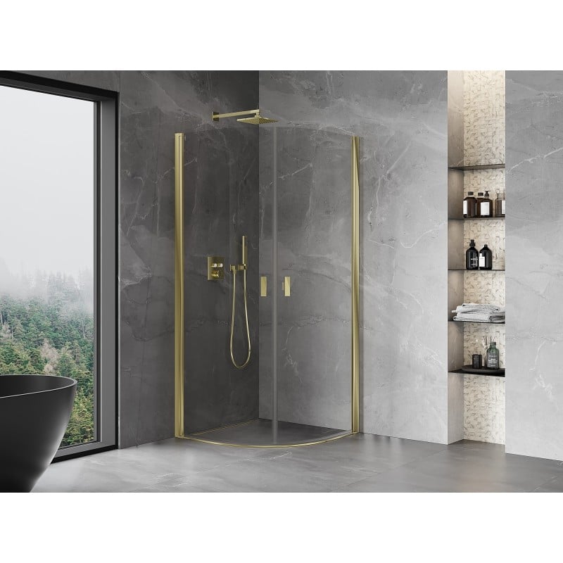 Mexen Mist semi-circular hinged shower cabin 80 x 80 cm, transparent, gold - 8A31-080-080-50-00