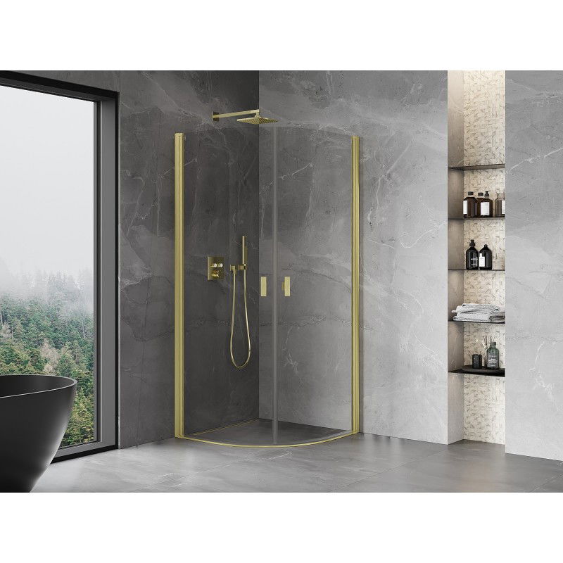 Mexen Mist semi-circular hinged shower enclosure 70 x 70 cm, transparent, brushed gold - 8A31-070-070-55-00