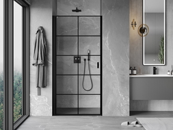 Mexen Mist-B left-hinged shower door 70 cm, black grid, black - 8A2-070-000-70-77-L