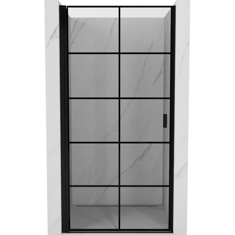 Mexen Mist-B left hinged shower door 80 cm, black grid, black - 8A2-080-000-70-77-L