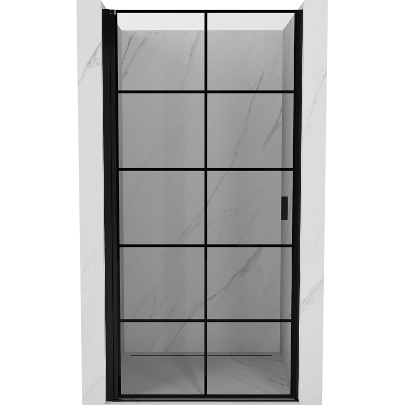 Mexen Mist-B 90cm Left Hinged Shower Door, Black Grid, Black - 8A2-090-000-70-77-L