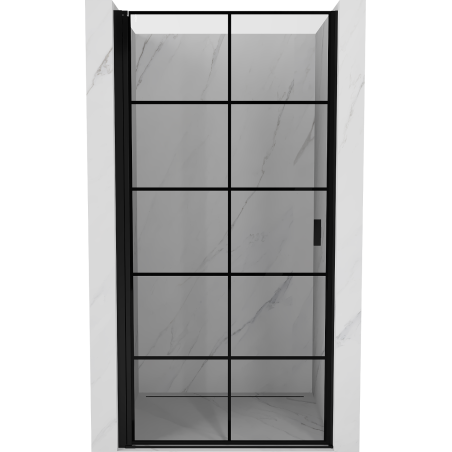 Mexen Mist-B 90cm Left Hinged Shower Door, Black Grid, Black - 8A2-090-000-70-77-L