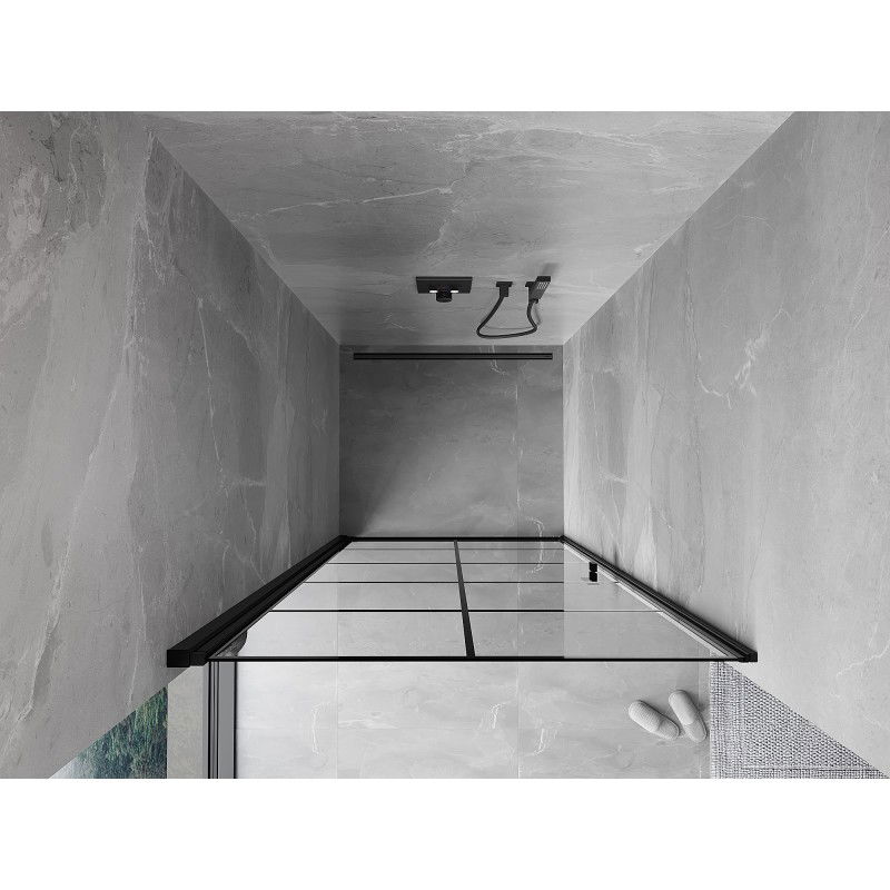 Mexen Mist-B left-hinged shower door 100 cm, black grid, black - 8A2-100-000-70-77-L