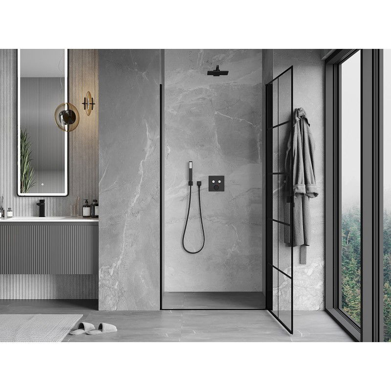 Mexen Mist-B shower door right-hinged 70 cm, black grid, black - 8A2-070-000-70-77-P