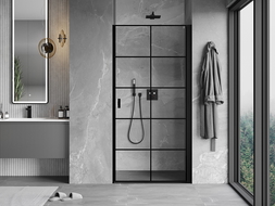 Mexen Mist-B shower door right-hinged 80 cm, black grid, black - 8A2-080-000-70-77-P