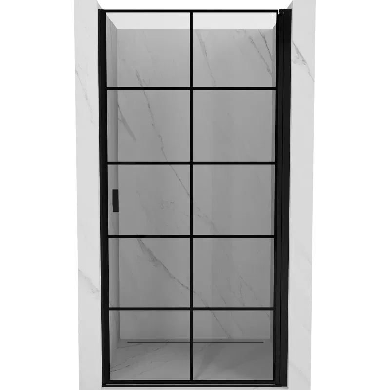 Mexen Mist-B 90 cm Right Hinged Shower Door, Black Grid, Black - 8A2-090-000-70-77-P