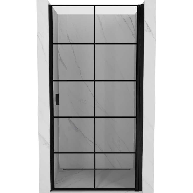 Mexen Mist-B 100 cm Right Hinged Shower Door, Black Grid, Black - 8A2-100-000-70-77-P