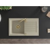 Mexen Pablo 1-bowl granite sink with drainer 752 x 436 mm, beige, gold siphon - 6510751010-69-G