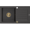 Mexen Pablo 1-compartment granite sink with a drip tray 752 x 436 mm, spotted black, siphon Gold - 6510751010-76-G