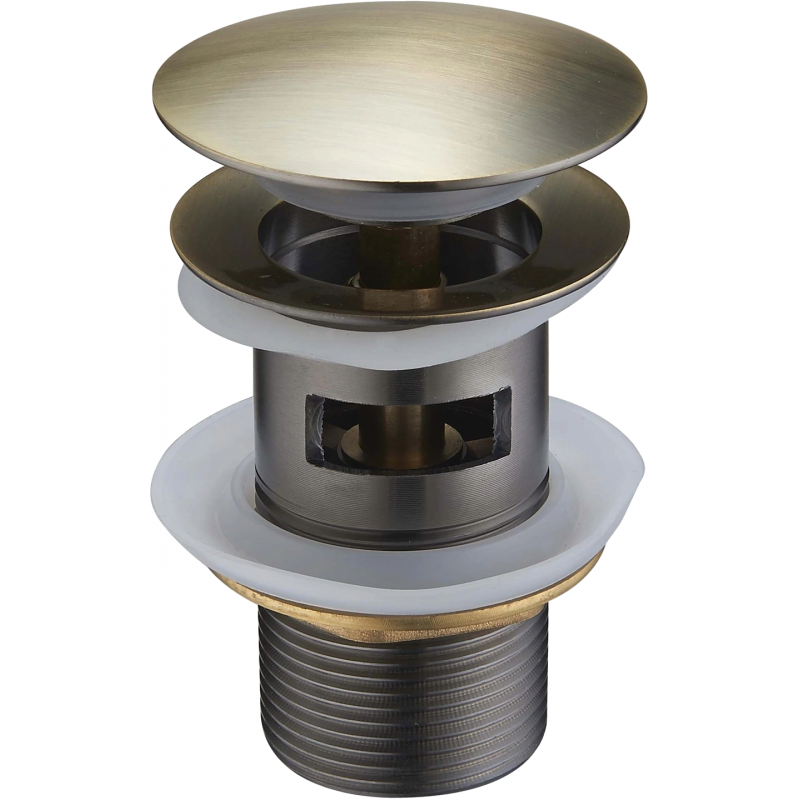Mexen round click-clack plug with overflow, Antique brass - 79920-40