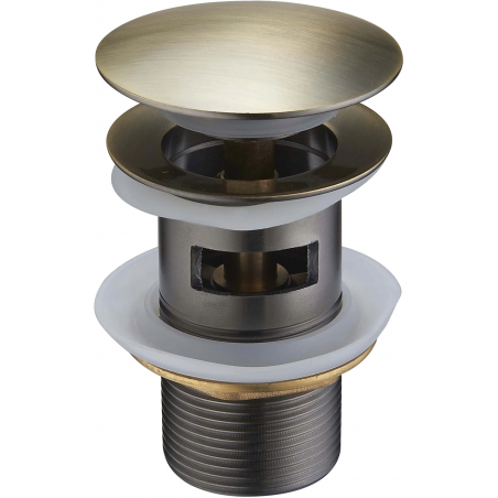Mexen round click-clack drain with overflow, antique brass - 79920-40
