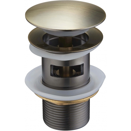 Mexen round click-clack plug with overflow, Antique brass - 79920-40