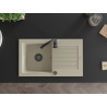 Mexen Pablo 1-Bowl Granite Sink with Drainer 752 x 436 mm, Beige, Black Siphon - 6510751010-69-B