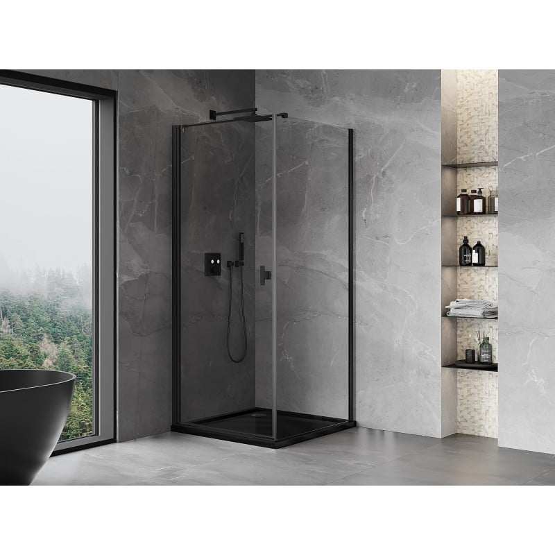 Mexen Mist-B 90 x 90 cm Pivot Shower Cabin, Transparent, Black - 8A2T-090-090-70-00