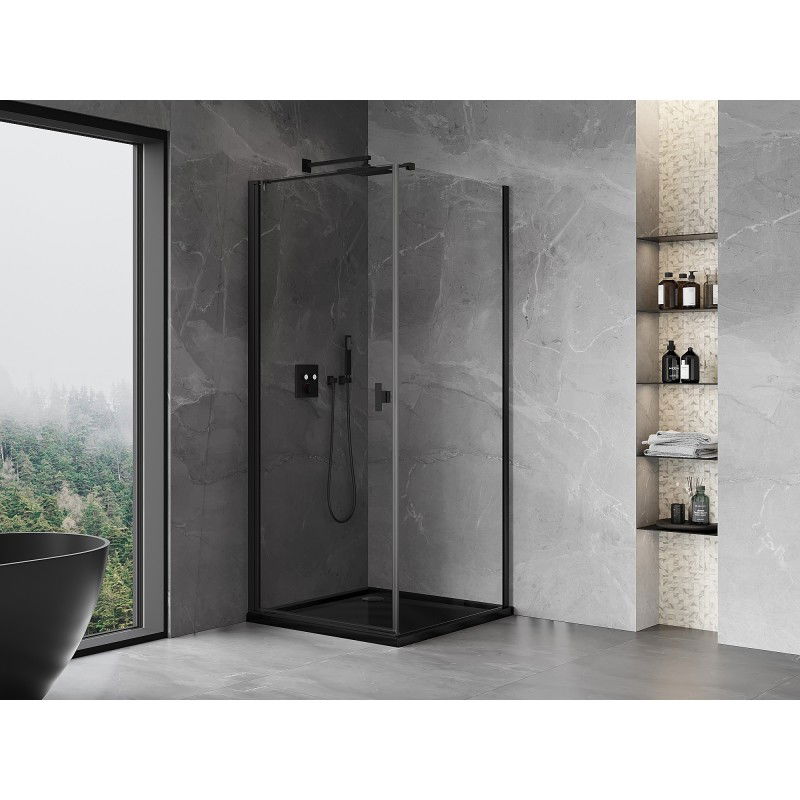 Mexen Mist-B Hinged Shower Enclosure 85 x 85 cm, Transparent, Black - 8A2T-085-085-70-00