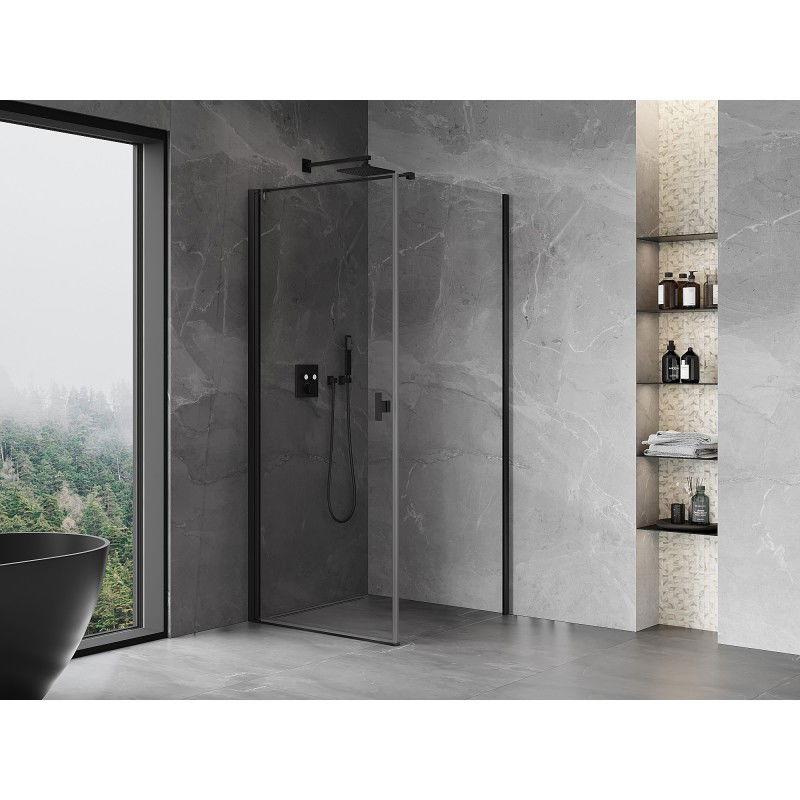 Mexen Mist-B shower enclosure with hinged door 75 x 75 cm, transparent, black - 8A2T-075-075-70-00