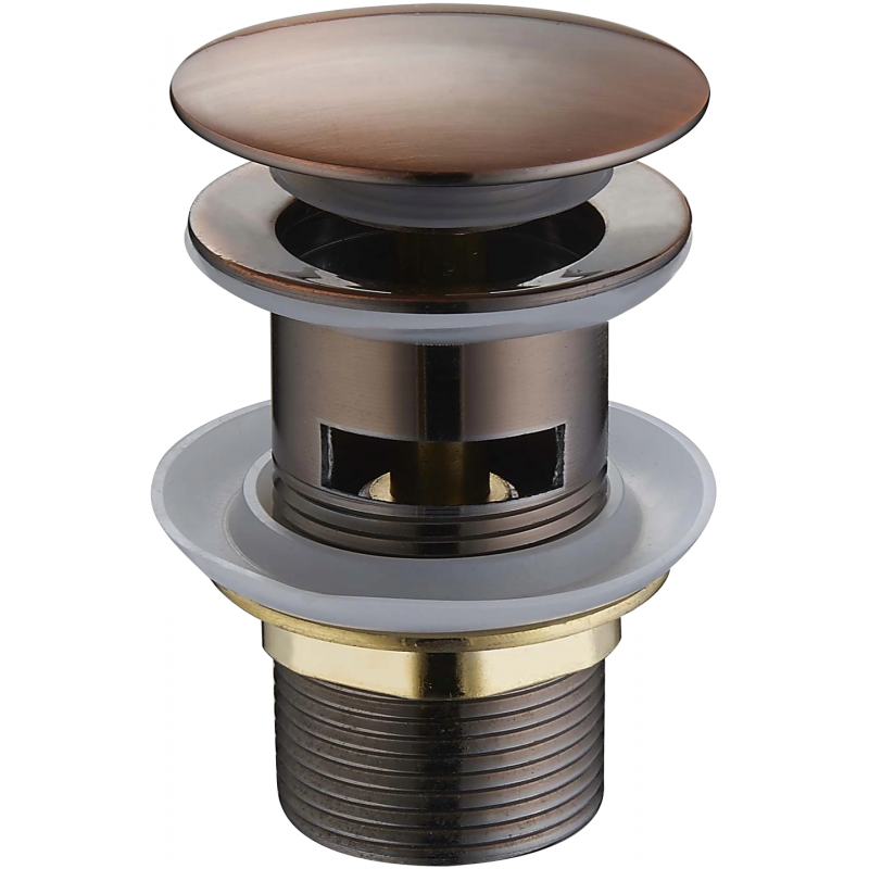 Mexen round click-clack plug with overflow, Ancient copper - 79920-45