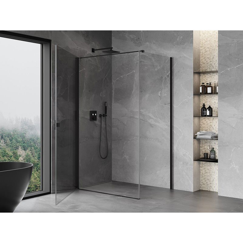 Mexen Mist-B 75 x 95 cm pivot shower enclosure, transparent, black - 8A2T-075-095-70-00