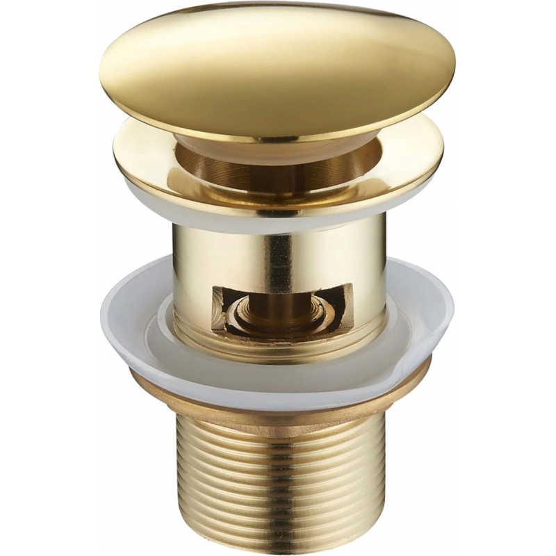 Mexen round click-clack plug with overflow, Gold - 79920-50