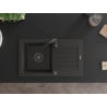 Mexen Pablo granite sink 1-bowl with drainer 752 x 436 mm, black/gold metallic, black siphon - 6510751010-75-B