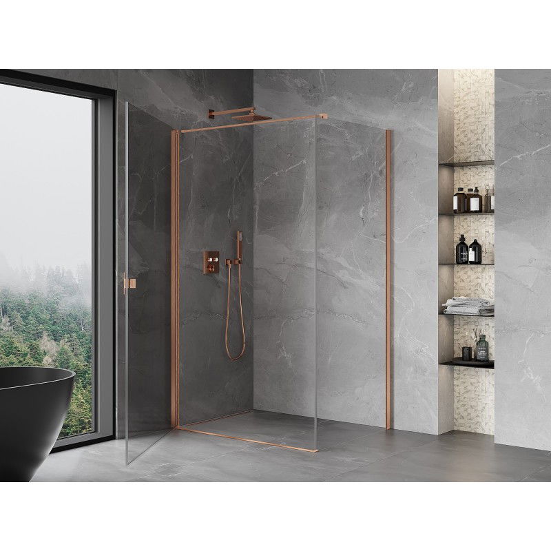 Mexen Mist-B Hinged Shower Cabin 75 x 95 cm, Transparent, Brushed Copper - 8A2T-075-095-65-00