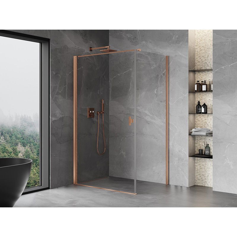 Mexen Mist-B hinged shower enclosure 75 x 110 cm, transparent, brushed copper - 8A2T-075-110-65-00