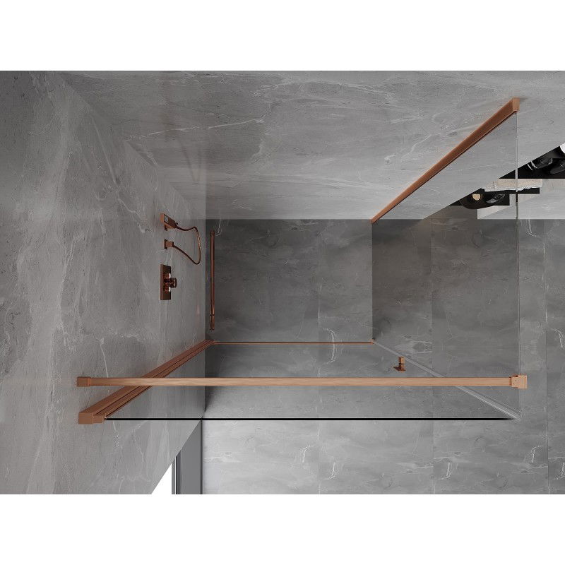 Mexen Mist-B pivot shower enclosure 100 x 95 cm, transparent, brushed copper - 8A2T-100-095-65-00