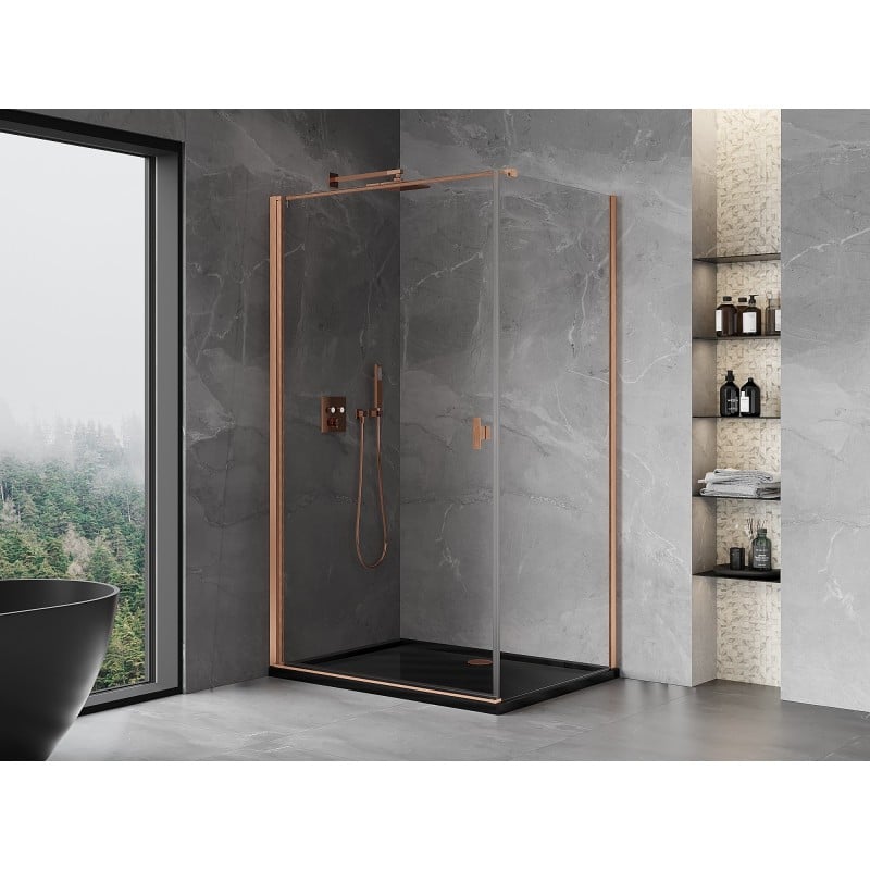 Mexen Mist-B shower enclosure, tilting 100 x 80 cm, transparent, brushed copper - 8A2T-100-080-65-00