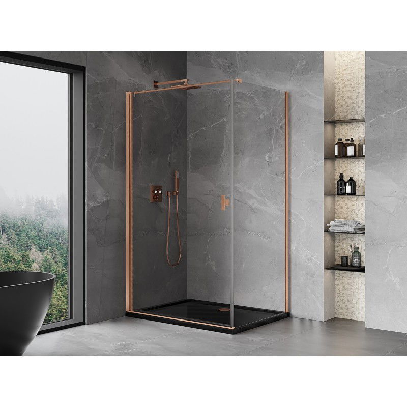 Mexen Mist-B pivot shower cabin 100 x 120 cm, transparent, brushed copper - 8A2T-100-120-65-00