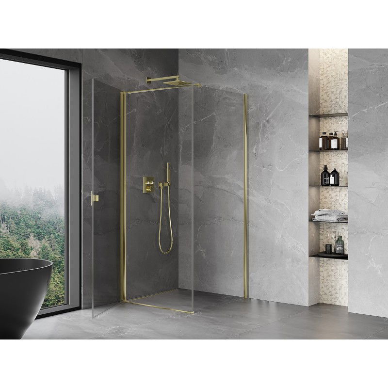 Mexen Mist-B pivot shower enclosure 100 x 100 cm, transparent, gold - 8A2T-100-100-50-00