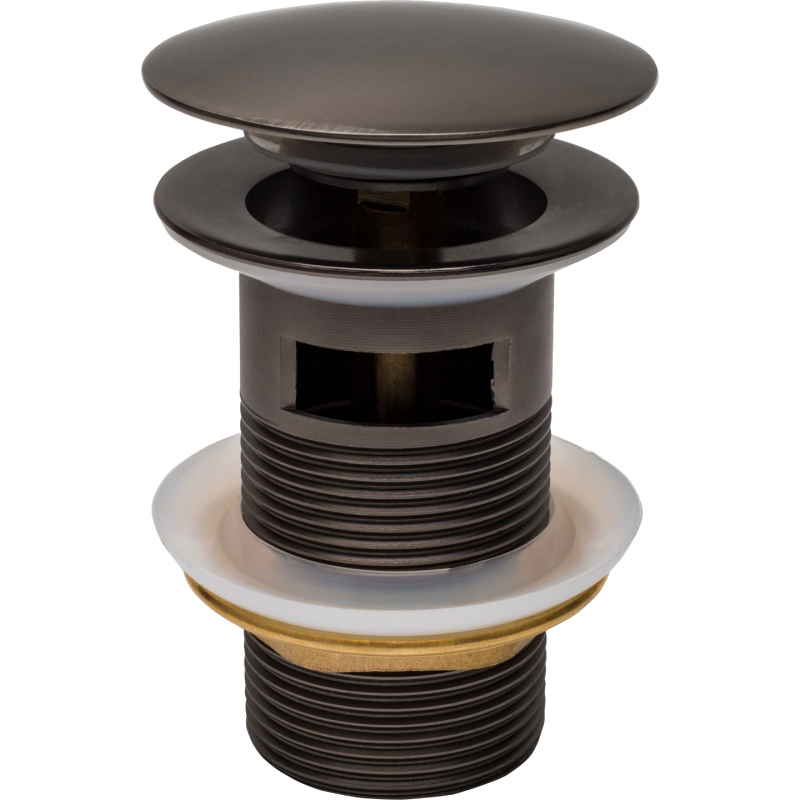 Mexen click-clack round stopper with overflow, graphite - 79920-66