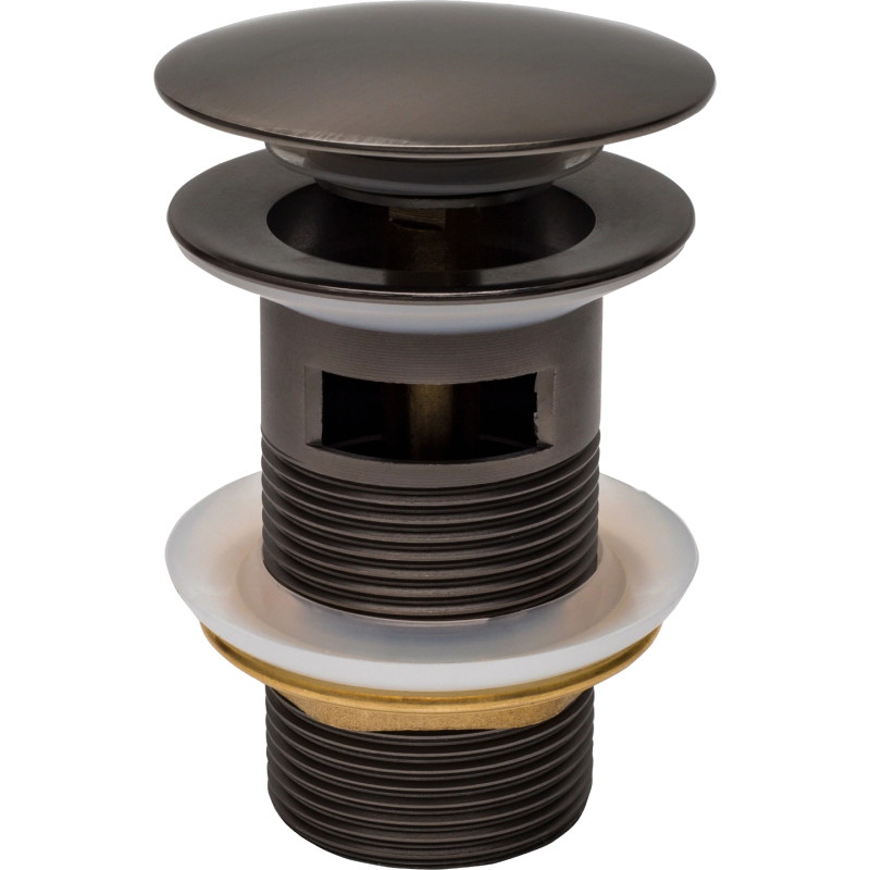 Mexen round click-clack plug with overflow, brushed gun gray - 79920-66