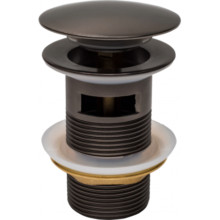 Mexen round click-clack plug with overflow, brushed gun gray - 79920-66