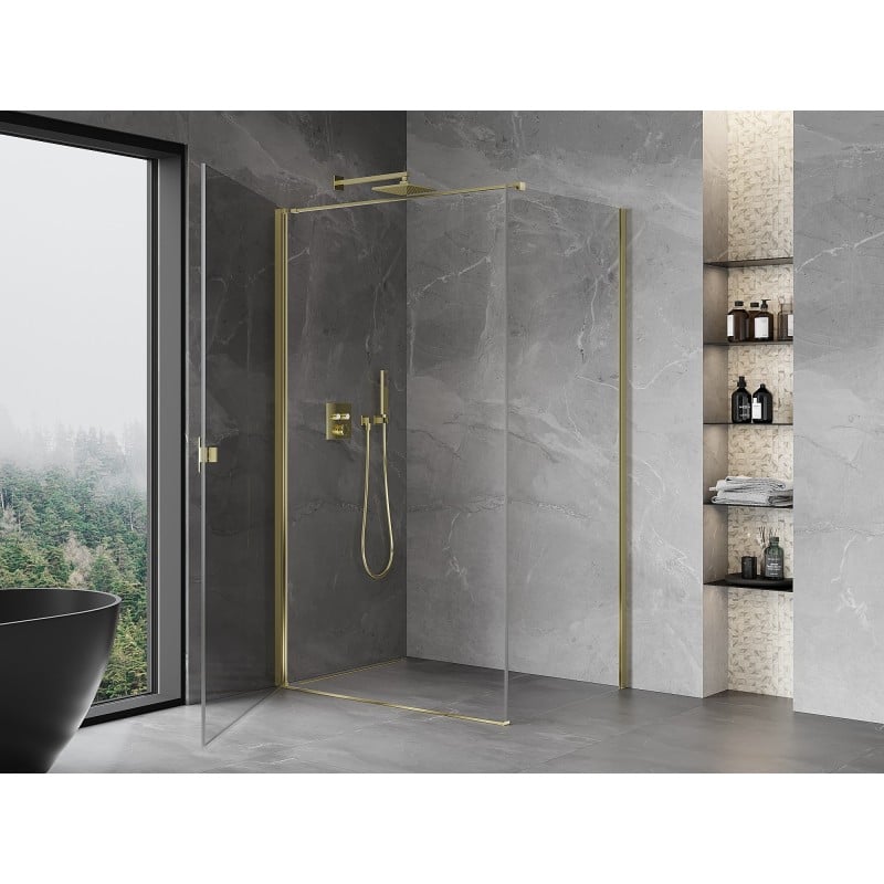 Mexen Mist-B 100 x 90 cm Hinged Shower Enclosure, Transparent, Gold - 8A2T-100-090-50-00