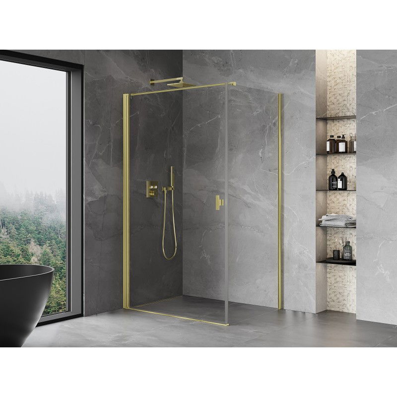 Mexen Mist-B hinged shower enclosure 85 x 80 cm, transparent, brushed gold - 8A2T-085-080-55-00