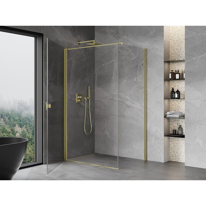 Mexen Mist-B hinged shower enclosure 75 x 85 cm, transparent, brushed gold - 8A2T-075-085-55-00