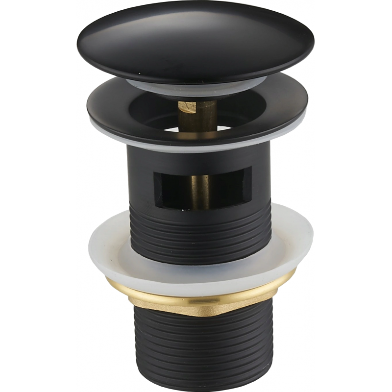 Mexen round click-clack drain stopper with overflow, black - 79920-70