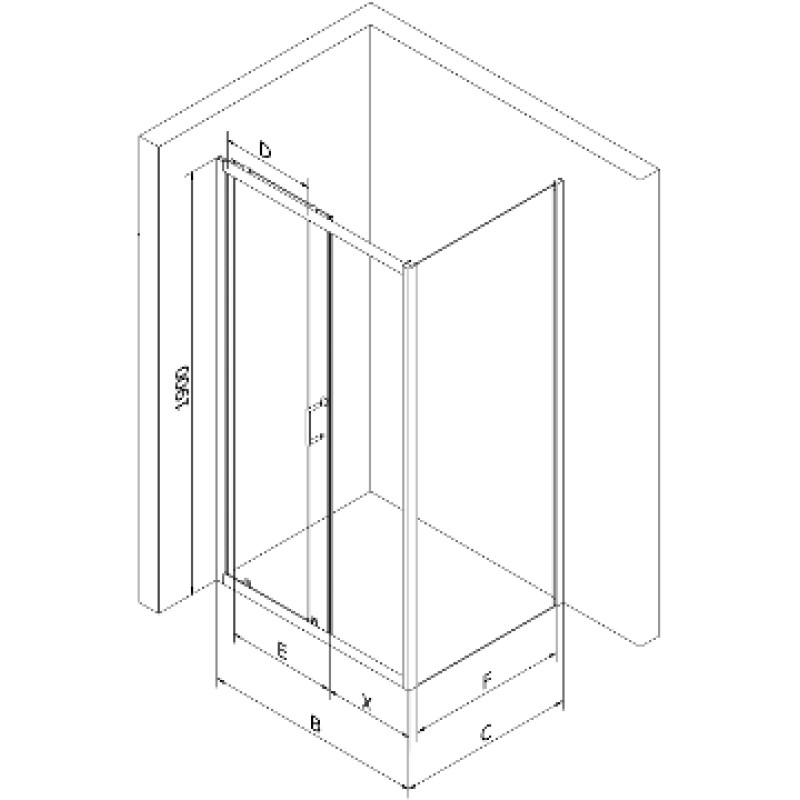 Mexen Apia 90 x 80 cm Sliding Shower Cabin, Transparent, Chrome + Flat Black Shower Tray - 840-090-080-01-00-4070