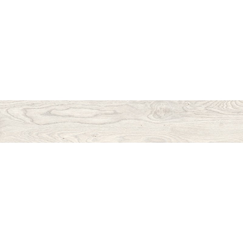 Mexen Wood Ville White glazed rectified porcelain stoneware G1, wood-like floor and wall tile 120 x 20 cm, carving