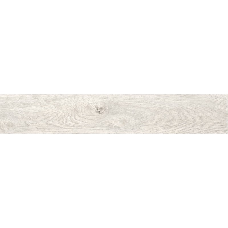 Mexen Wood Ville White glazed rectified porcelain stoneware G1, wood-like floor and wall tile 120 x 20 cm, carving
