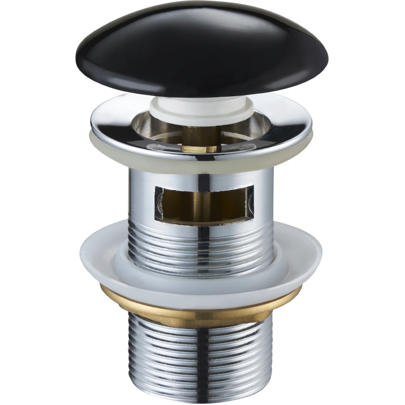 Mexen round click-clack plug with overflow, Black ceramic - 79920-75