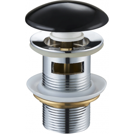 Mexen round click-clack plug with overflow, Black ceramic - 79920-75