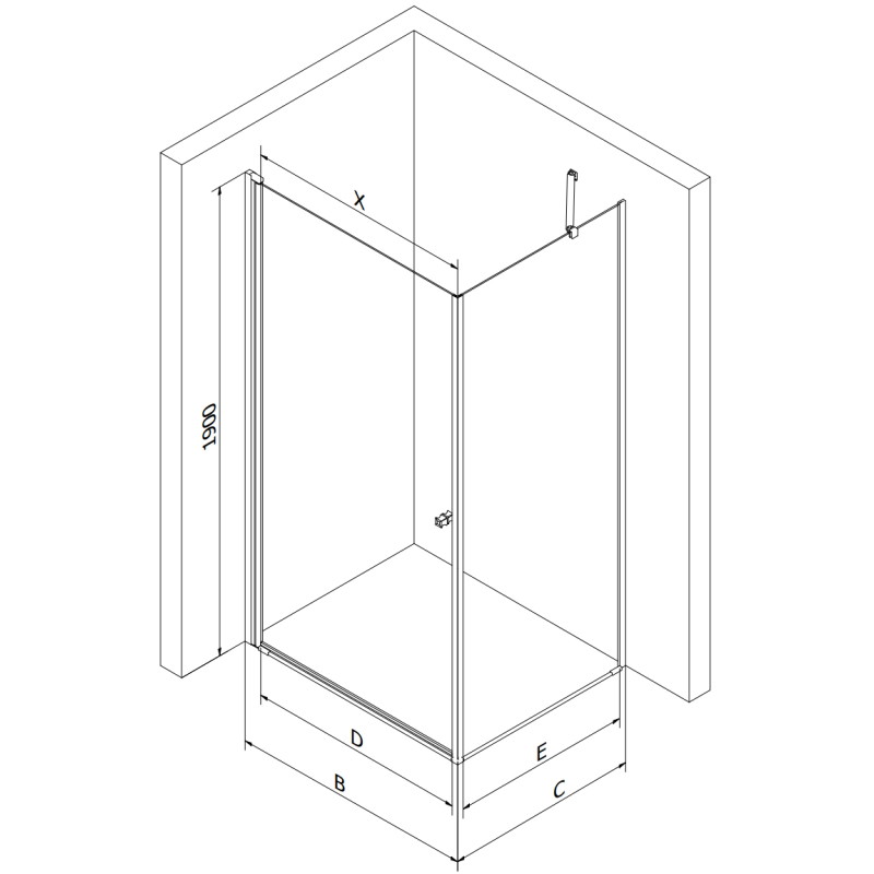 Mexen Pretoria swing shower enclosure 100 x 80 cm, transparent, black + Flat shower tray - 852-100-080-70-00-4010B