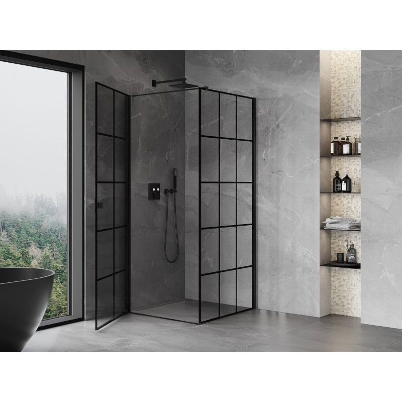 Mexen Mist-B left swing shower enclosure 70 x 70 cm, black grid, black - 8A2T-070-070-70-77-L